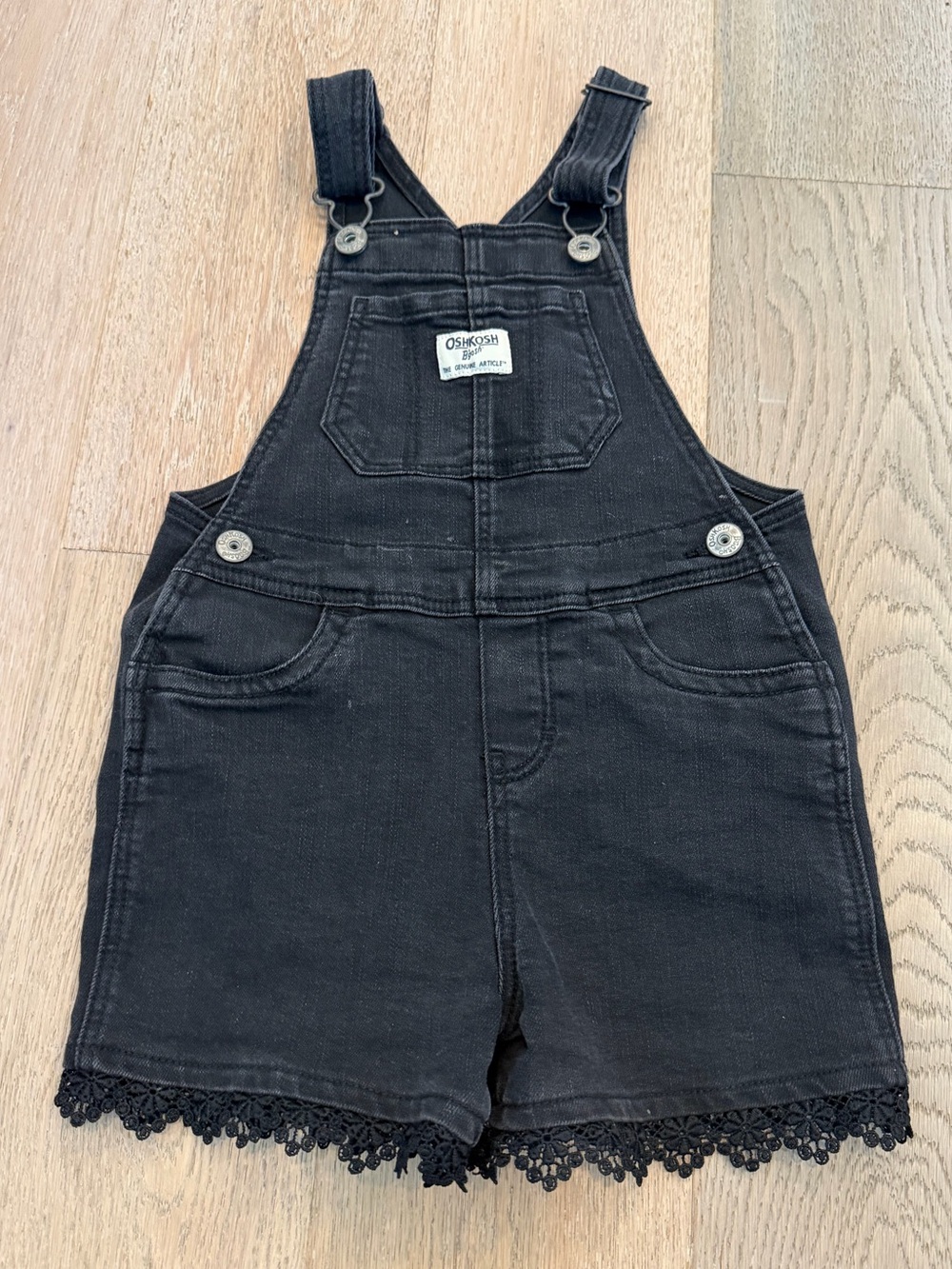 OshKosh B'gosh Black Girls' Denim Short Overalls